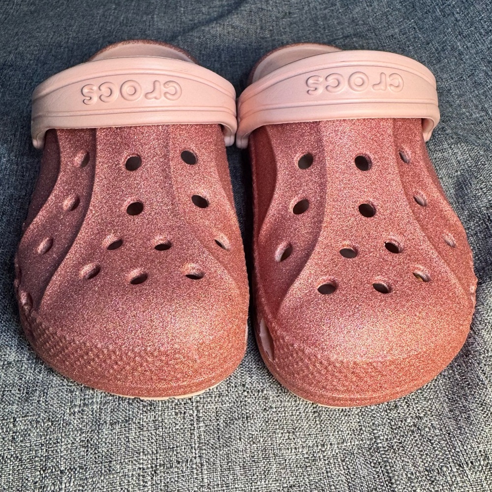Pink rose glitter kids crocs EUC - Picture 2 of 10
